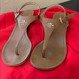 Coach T-Strap Leather Sandal